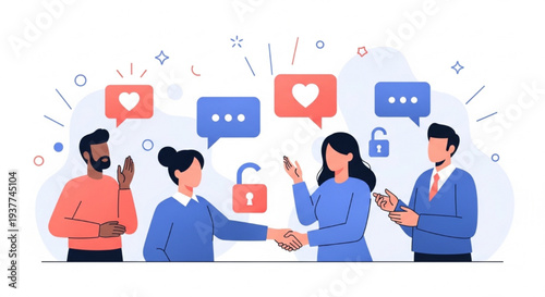 Honesty and Confession Concept with Diverse People Sharing Feelings and Trust Support Vector Illustration**