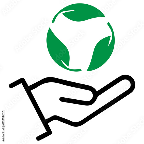 Hand holding green leaf symbolizing eco friendly care and nature protection