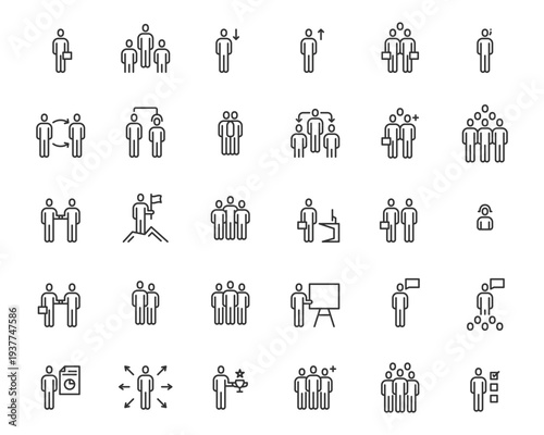 people icon line logo vector set ,person,team, group,meeting,employee