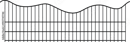 black silhouette of a wavy fence isolated on a white background