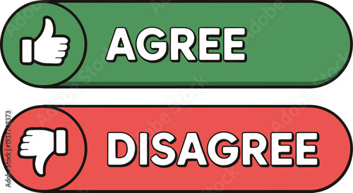 Agree and disagree buttons in green and red colors