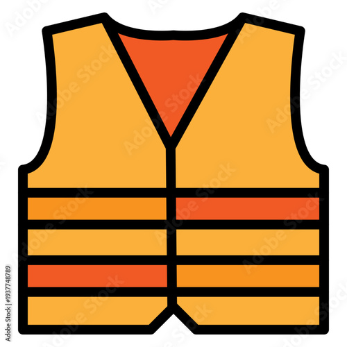 Safety Vest Vector Filled Icon Design