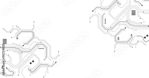 Concept of Technology circuit black diagram. High-tech circuit board connection system.Vector abstract technology on a white background.