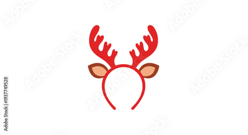 Festive reindeer antler headband in bright red color with cute ears, ideal accessory for christmas holiday celebrations and winter themed parties.
