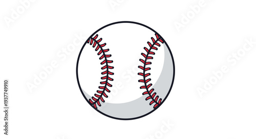 Classic white baseball with iconic red stitching, isolated with a slight shadow to create a realistic three-dimensional appearance for sports gear.
