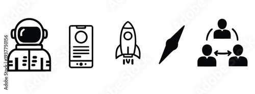 Space exploration and communication icons