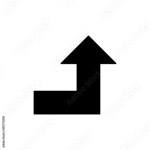 Black L-shaped arrow pointing upwards, indicating a turn or upward path.