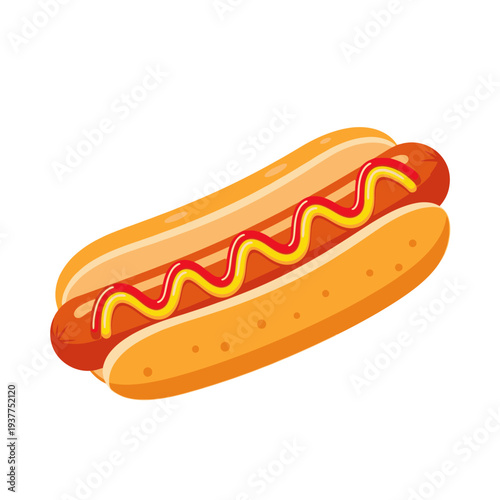 Freshly prepared hot dog with condiments isolated on white background