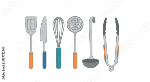 Assortment of kitchen utensils against white background for culinary usage