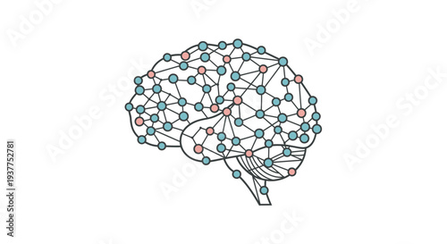 Abstract brain illustration neural network concept on white background