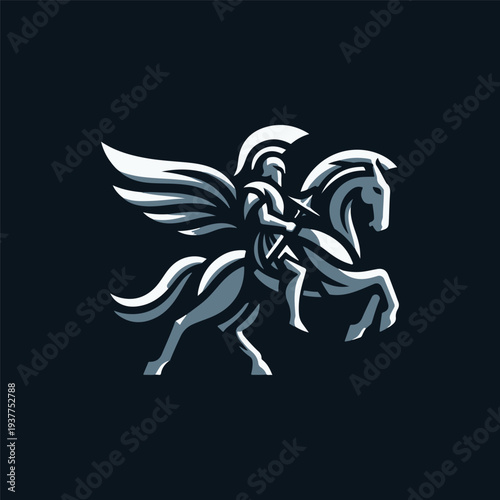 Spartan On Winged Horse Logo
