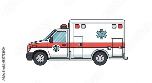 Emergency medical services vehicle illustration on white background
