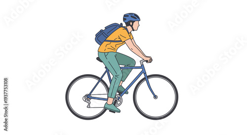 Cyclist riding bicycle isolated on white background for health and fitness concepts