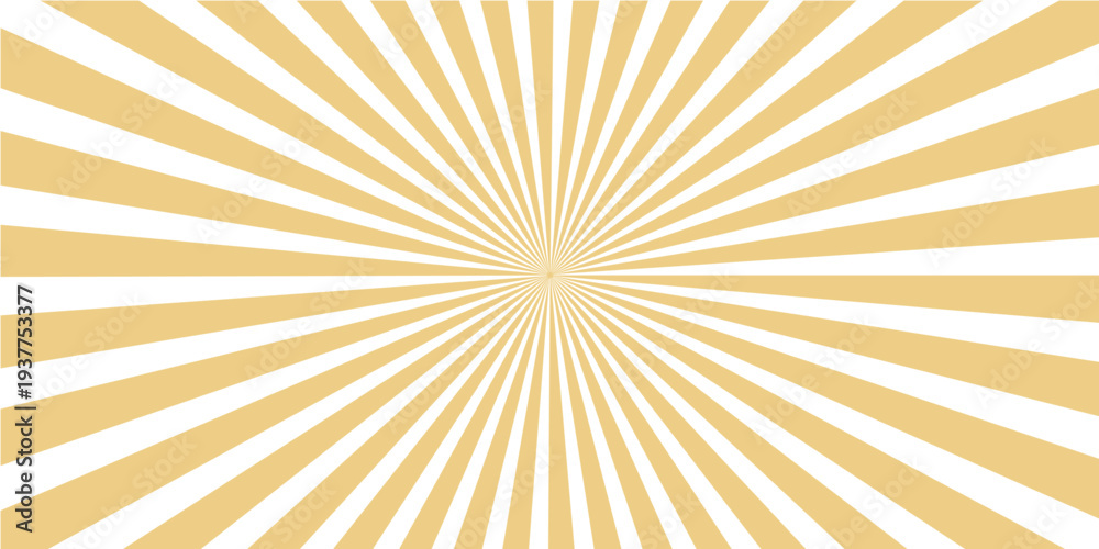 Fototapeta premium A vibrant summer sunburst background featuring radial orange and yellow rays that create a hot sunny starburst design with bright light beams and vector stripes for a retro sunrise wallpaper