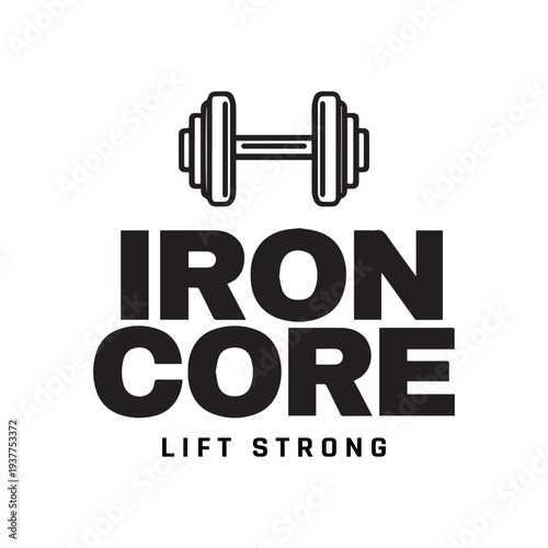 Iron Core Lift Strong Gym Logo with Dumbbell Icon for Fitness Brands