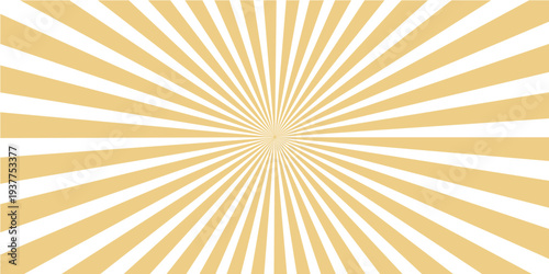 A vibrant summer sunburst background featuring radial orange and yellow rays that create a hot sunny starburst design with bright light beams and vector stripes for a retro sunrise wallpaper