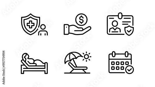 set of line icons for business and health insurance concepts