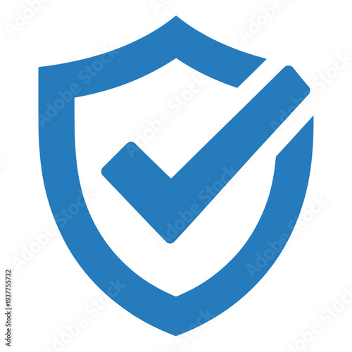 Blue Shield with Checkmark Icon for Security and Protection Concepts