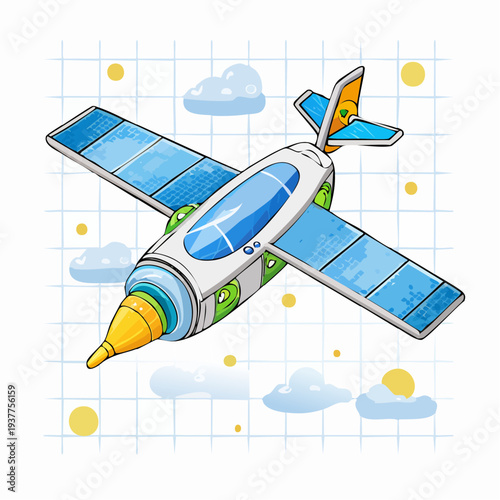 abstract vector concept of autonomous drone swarm network with connected flight paths and digital signals, futuristic technology theme