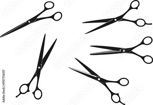Scissors vector icons set of various types and designs