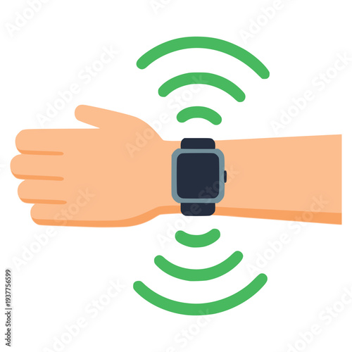 smart watch technology online connection flat color vector illustration template design