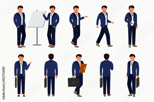 Diverse group of businessmen in suits presented in various poses