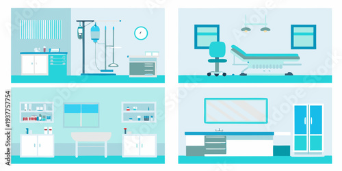 A simplified illustration of a hospital room environment and medical equipment