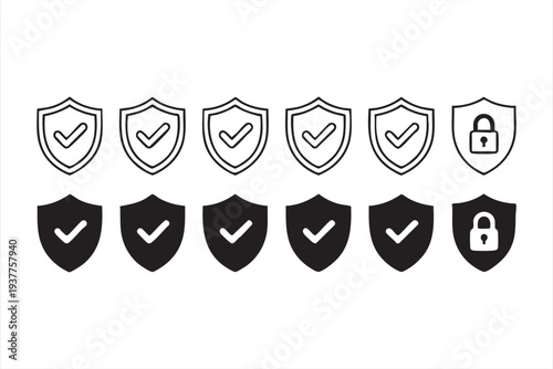 Modern cybersecurity shield icons for secure platform UI design
