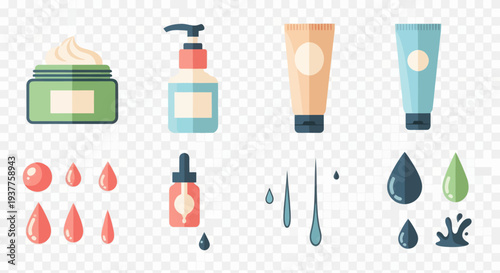 Cosmetic Products and Skincare Ingredients Collection Icons