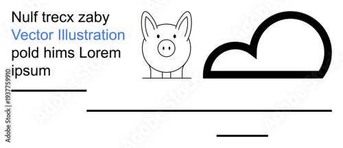 Graphic design, branding visuals, modern templates, education materials, fun projects, minimalist . Features a pig icon, cloud and placeholder text. Graphic design and branding visuals concept