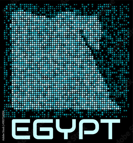 Egypt digital dotted map. Shape of the country in cyan color palette on dark background. Futuristic Egypt map design. Vector illustration.