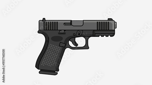 Black Handgun Side View.