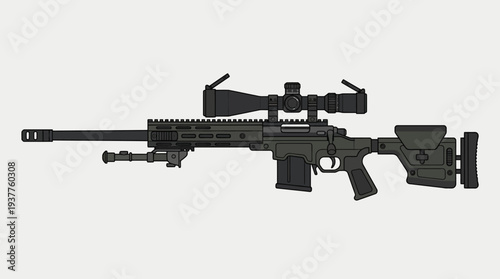 Black tactical assault rifle.