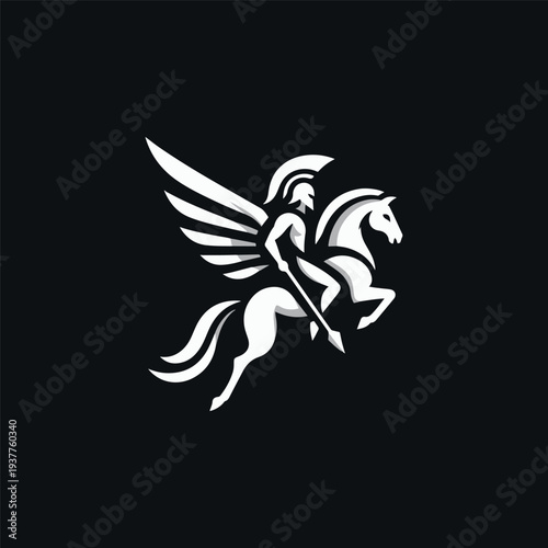 Spartan On Winged Horse Logo