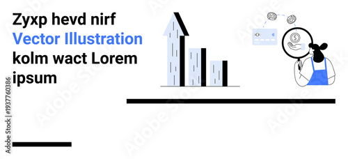 Business growth, financial analysis, investment, market evaluation, finance planning, data study. Bar chart and person examining currency symbols. Business growth and financial analysis concept