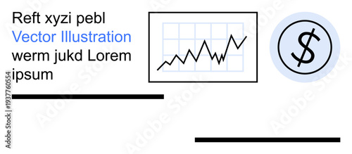 Business trends, investment analysis, digital finance, economic growth, wealth management, data presentation. Line chart with upward trend and dollar symbol. Business trends and investment analysis
