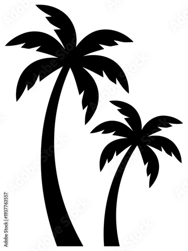 Palm tree silhouette vector isolated on transparent background tropical icon