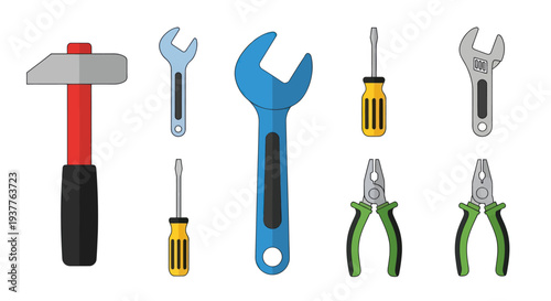 Collection of assorted hand tools on a white background