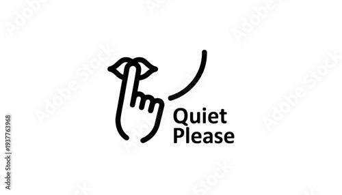 A quiet please sign with a finger to lips gesture icon