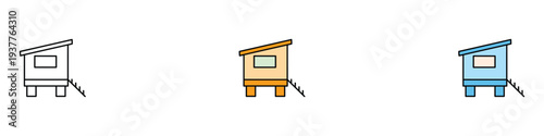 Chicken house icon set. Coastal safety and hen home symbol. Vector Illustration.