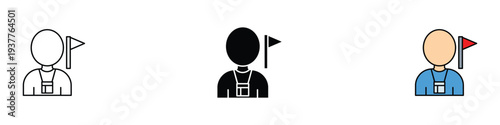 Tour guide icon set. Travel leader and group coordinator symbol. Vector Illustration.