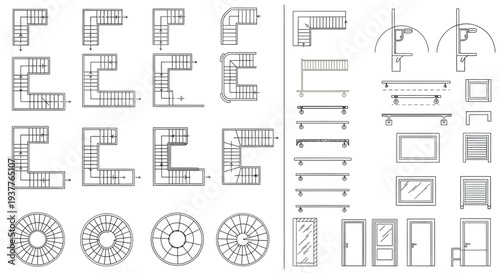 Technical Drawing Elements Vector Set – Construction Blueprint and Engineering Detail Collection