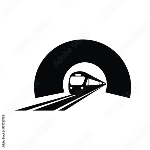 Black and white train entering tunnel transportation 1