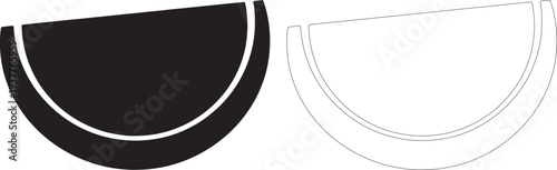 Black and white chubby watermelon slice silhouette