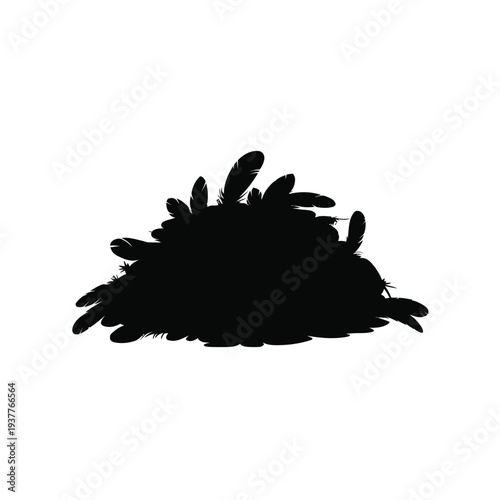 Black silhouette of a fluffy cat
