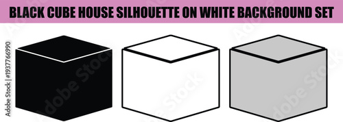 Black cube house silhouette on white background