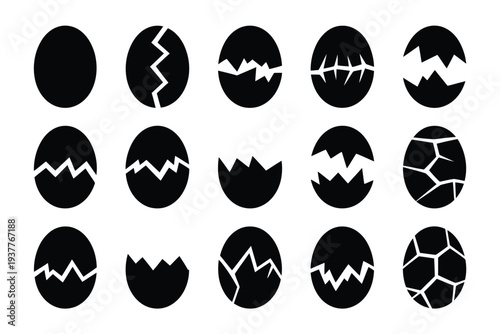 Cracked black eggs in various patterns white