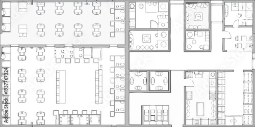 Architectural floor plan of a restaurant or commercial kitchen space