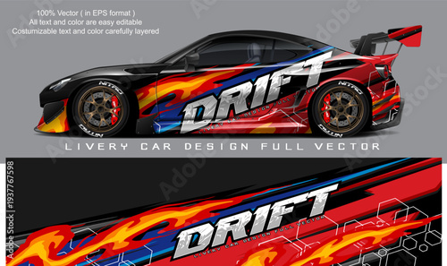 car livery graphic vector. abstract grunge background design for vehicle vinyl wrap and car branding	