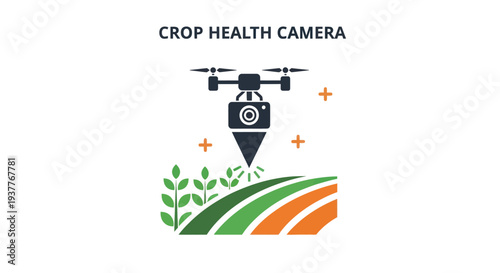Drone with Camera Monitoring Crop Health on Agricultural Field